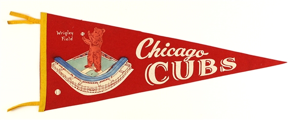 1950s Chicago Cubs Wrigley Field 29" Full Size Pennant