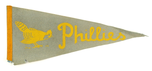 1940s Philadelphia Phillies 26" Full Size Pennant w/ Bird