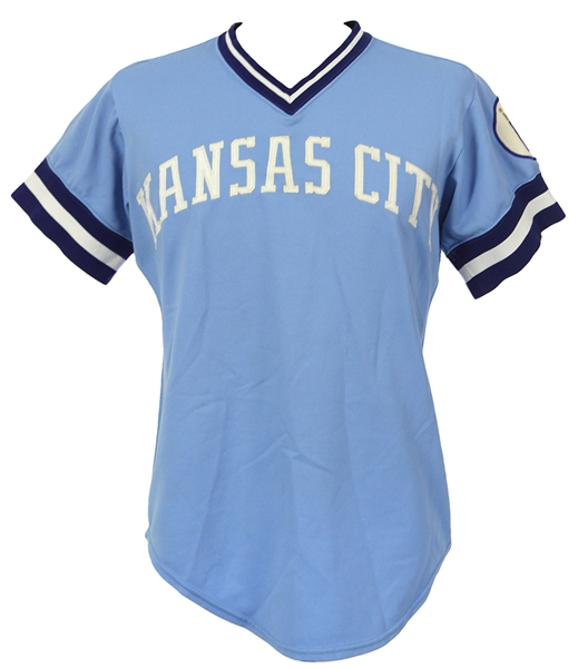 1976 Dennis Leonard Kansas City Royals Game Worn Road Jersey (MEARS 9.5)