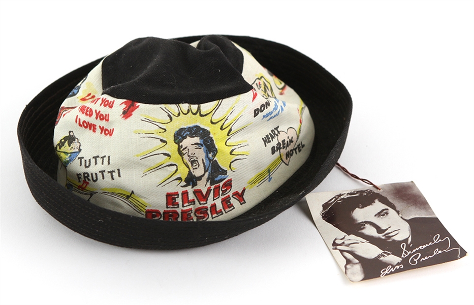 1956 Elvis Presley King of Rock N Roll Canvas Hat w/ Elvis Presley Original Hat Hang Tag 