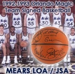 1992-93 Orlando Magic Team Signed Game Used ONBA Stern Basketball w/ 12 Signatures Including Rookie Shaquille ONeal & More (JSA)