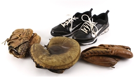 2012 Livan Hernandez Atlanta Braves Game Worn Nike Turf Shoes + 3 Vintage Store Model Mitts (MEARS LOA)