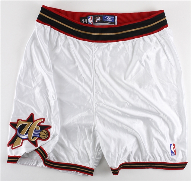 2001-06 Allen Iverson Philadelphia 76ers Game Worn Home Uniform Shorts (MEARS LOA)