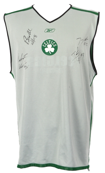 2004-05 Al Jefferson Delonte West Tony Allen Justin Reed Boston Celtics Signed Reversible Practice Jersey (JSA)