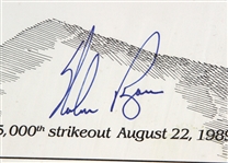 1989 Nolan Ryan Texas Rangers Signed 16 x 26  5,000th Strikeout Lithograph (JSA) 167/500