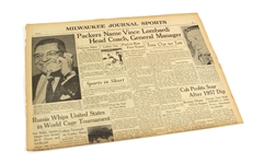 1959 (January 29) "Packers Name Vince Lombardi Head Coach, General Manager" Milwaukee Journal Sports Page 