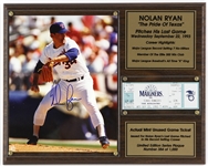 1993 Nolan Ryan Texas Rangers 12" x 15" Final Game Display w/ Unused Ticket & Signed Photo (JSA) 384/1000