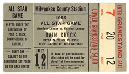 1955 MLB All Star Game Milwaukee County Stadium Ticket