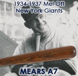 1934-1937 circa Mel Ott New York Giants H&B Louisville Slugger Professional Model Bat (MEARS A7)