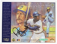 1994 Robin Yount Milwaukee Brewers Signed 8.5" x 11" Upper Deck Heroes of Baseball Flats - Lot of 2 (JSA)