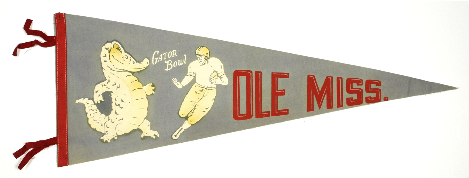 1958 Ole Miss vs. Florida Gator Bowl 29” Full Size Pennant