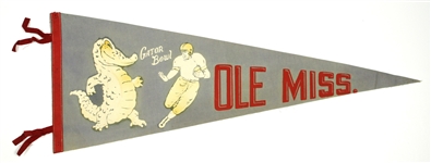 1958 Ole Miss vs. Florida Gator Bowl 29” Full Size Pennant