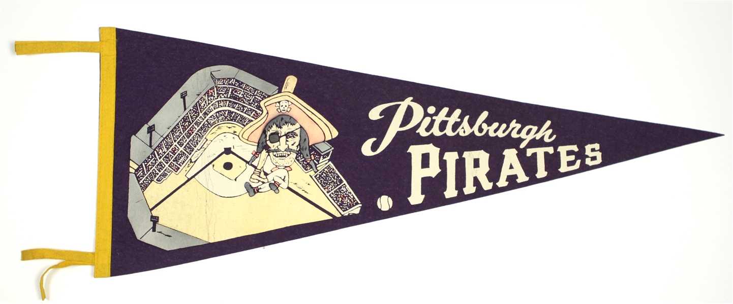 1950s Forbes Field Pittsburgh Pirates Mascot 29” Multi Color Pennant
