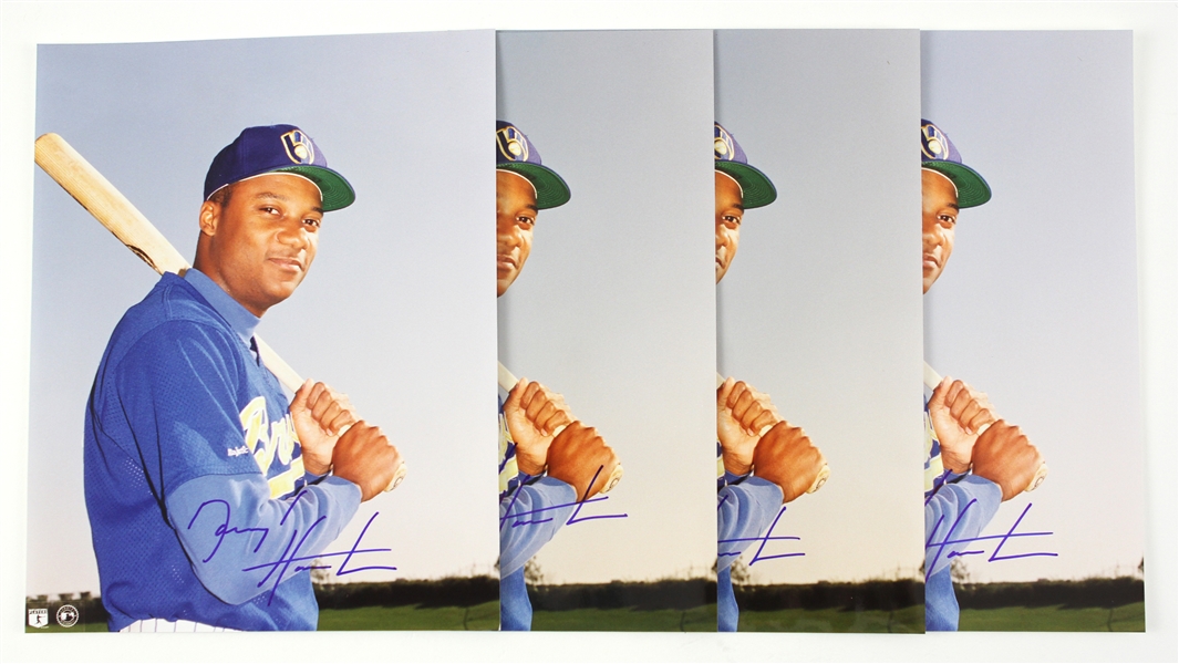 1990-1995 Darryl Hamilton Milwaukee Brewers Signed 8x10 Color Photo d.2015 (JSA) Lot of 4