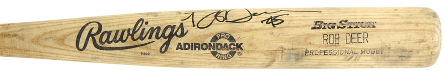 1990 Rob Deer Milwaukee Brewers Signed Rawlings Adirondack Professional Model Game Used Bat (MEARS LOA/JSA)