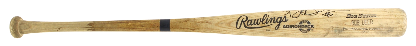 1990 Rob Deer Milwaukee Brewers Signed Rawlings Adirondack Professional Model Game Used Bat (MEARS LOA/JSA)
