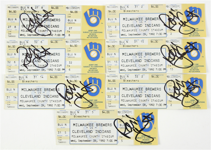 1992 (September 9th) Robin Yount Milwaukee Brewers Signed 3,000 Hit Full Ticket Lot (7) (JSA)