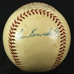 1958 World Series HR Lew Burdette Milwaukee Braves Signed ONL Giles Game Used Home Run Baseball (MEARS LOA/JSA)