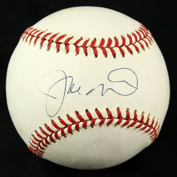 1985-89 Joe Montana San Francisco 49ers Signed OAL Brown Baseball (JSA)
