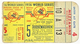 1956 (October 8th) New York Yankees Game 5 Don Larsen World Series Perfect Game Ticket Stub