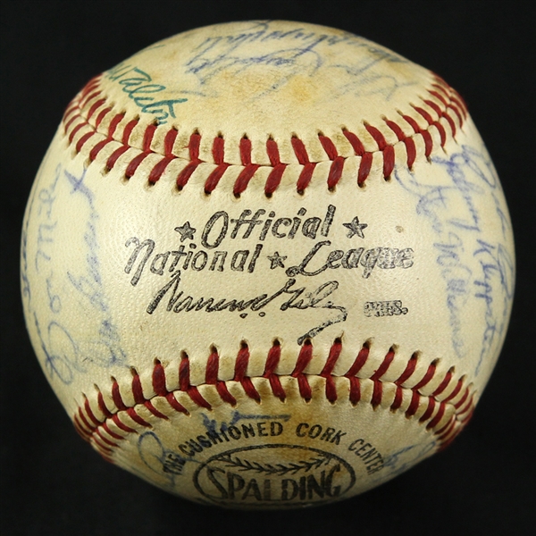 1958 Los Angeles Dodgers Team Signed ONL Giles Baseballw/ 29 Signatures Including Duke Snider, Don Drysdale, Gil Hodges, Pee Wee Reese & More (JSA)