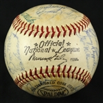 1958 Los Angeles Dodgers Team Signed ONL Giles Baseballw/ 29 Signatures Including Duke Snider, Don Drysdale, Gil Hodges, Pee Wee Reese & More (JSA)