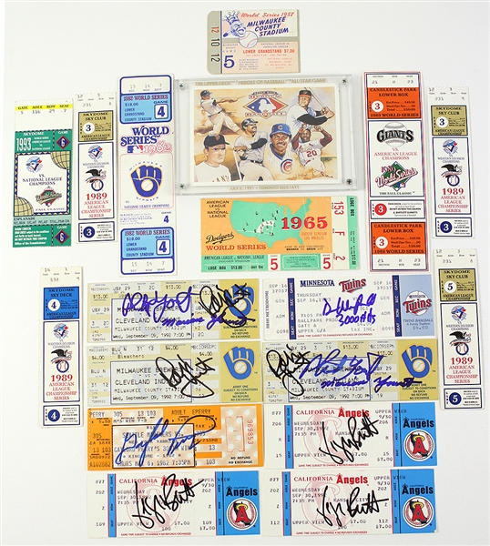 1957 to present Baseball Ticket and Stub Collection W/ Autographs (16) (JSA)