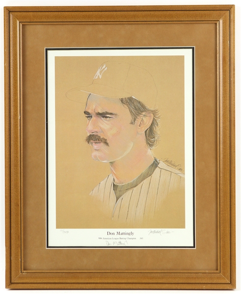 1984 Don Mattingly New York Yankees Signed 18" x 22" Framed Lithograph (JSA) 171/343