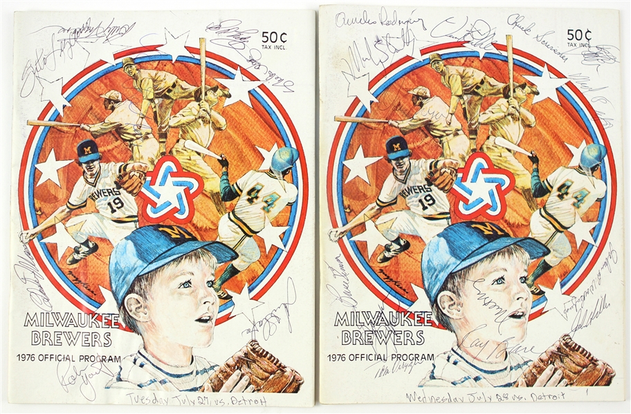 1976 (July 27 & 28 vs Detroit) Milwaukee Brewers Autograph Program Collection (Lot of 2) (JSA)