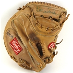 1986-88 Bill Schroeder Milwaukee Brewers Signed Game Worn Rawlings Orange Target Catchers Mitt (MEARS LOA/JSA)