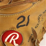 1986-88 Bill Schroeder Milwaukee Brewers Signed Game Worn Rawlings Orange Target Catcher's Mitt (MEARS LOA/JSA)