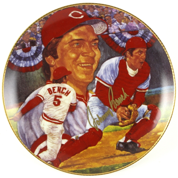 Johnny Bench Gartlan Fame At The Plate Collectors Plate Signed (JSA)