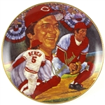 Johnny Bench Gartlan Fame At The Plate Collectors Plate Signed (JSA)