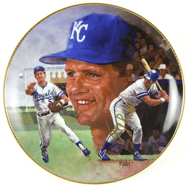 1986 George Brett Baseballs All-Star Gartlan Collectors Plate Signed (JSA)