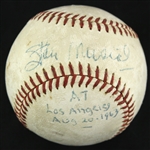 1963 (August 20) Stan Musial St. Louis Cardinals Signed ONL Giles Dodger Stadium Game Used Baseball (MEARS LOA/JSA) 