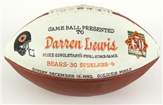1992 (December 13) Darren Lewis Chicago Bears Painted Game Ball (MEARS LOA) Mike Singletarys Final Home Game