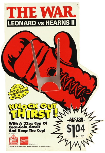 1989 Sugar Ray Leonard Thomas Hearns Supper Middleweight Title Bout 13" x 20" Wendys Souvenir Cup Broadside 