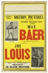 1935 Joe Louis Max Baer World Heavyweight Championship Fight 14" x 22" Motion Picture Broadside