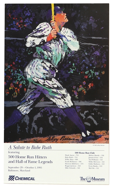 1995 A Salute To Babe Ruth 12" x 20" Poster w/ LeRoy Nieman Art