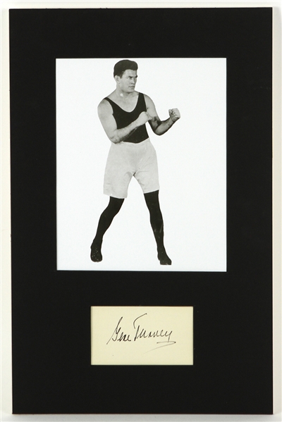 1930s Gene Tunney World Heavyweight Champion 12" x 18" Matted Display w/ Signed Cut (JSA)