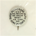 1928 Babe Ruth! Babe Ruth! (We Know What He Can Do) Sheet Music & 1 Pinback Button