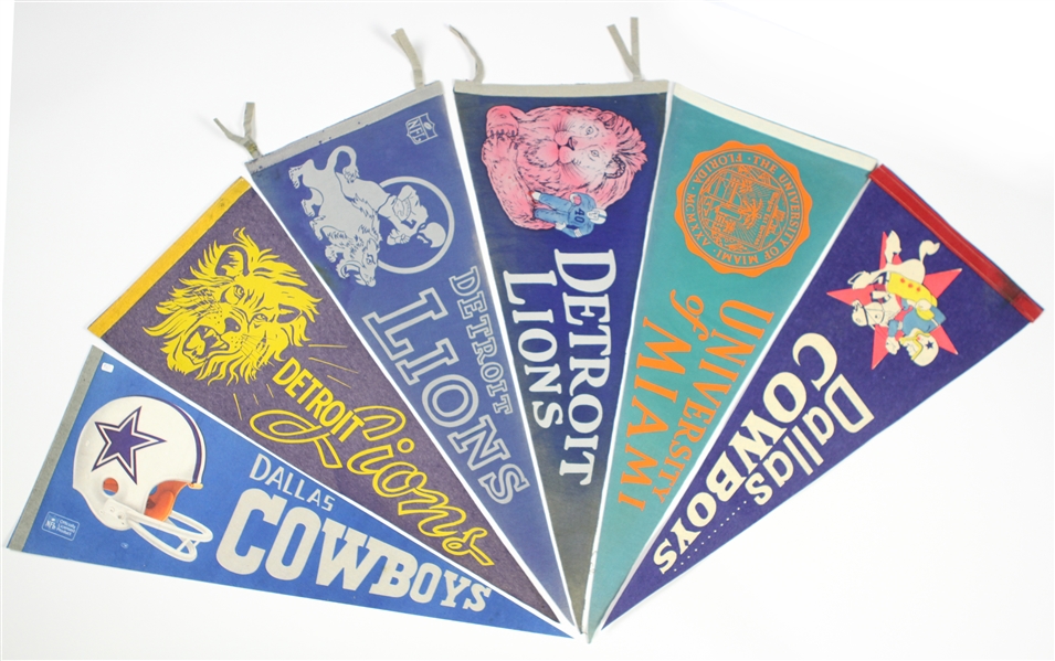 1950s-80s Football Full Size Pennant Collection - Lot of 20 w/ Chicago Cardinals, Baltimore Colts & More