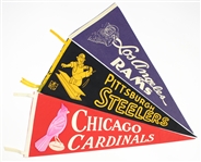 1950's-80's Football Full Size Pennant Collection - Lot of 20 w/ Chicago Cardinals, Baltimore Colts & More