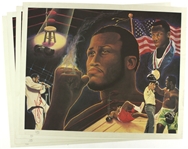 1980s Joe Frazier World Heavyweight Champion Signed 24" x 30" Lithographs - Lot of 4 (JSA)