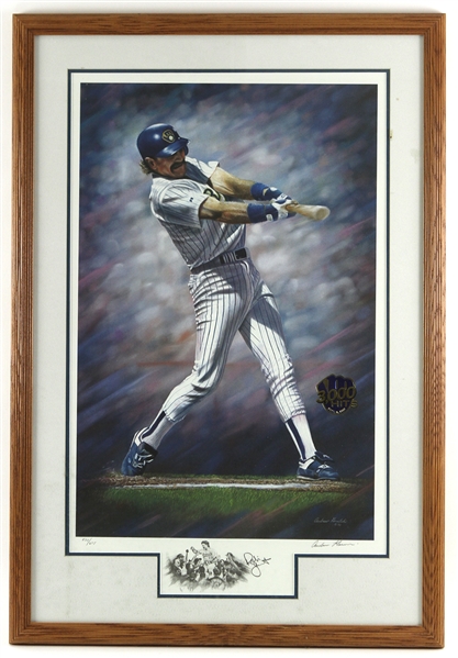 1992 Robin Yount Milwaukee Brewers Signed 26" x 39" Framed 3,000 Career Hits Lithograph (JSA) 538/375 