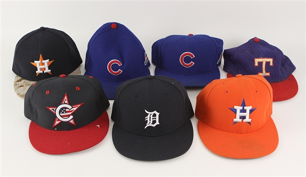 1974-2015 Game Worn Cap Collection - Lot of 7 w/ Toby Harrah, 4th of July & Memorial Day Caps & More (MEARS LOA)