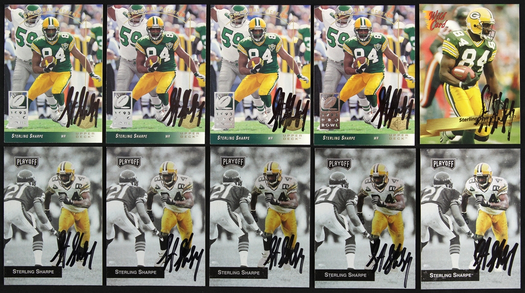 1993 Sterling Sharpe Upper Deck Signed Card Lot (10) (JSA)