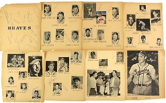 1950s Milwaukee Braves Signed Scrapbook Pages - Lot of 15 w/ 49 Signatures Including Eddie Mathews, Del Crandall, Johnny Logan & More (JSA)