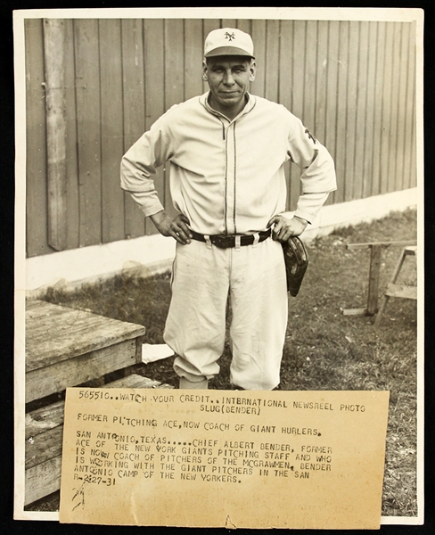 1931 Chief Bender New York Giants 8x10 Original Photo