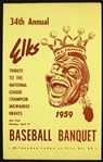 1959 Milwaukee Braves 34th Annual Elks Baseball Banquet Program